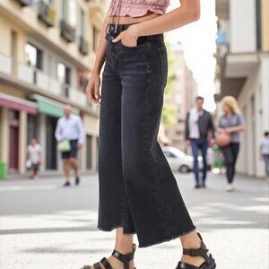 AMERICAN EAGLE Wide Leg Crop Jean in Black 6